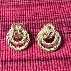 Gold Tone Textured Rope Twist Post Earrings
